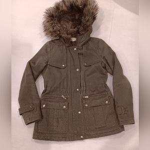Women's Michael Kors Green Army Style Faux Fur Lined Jacket